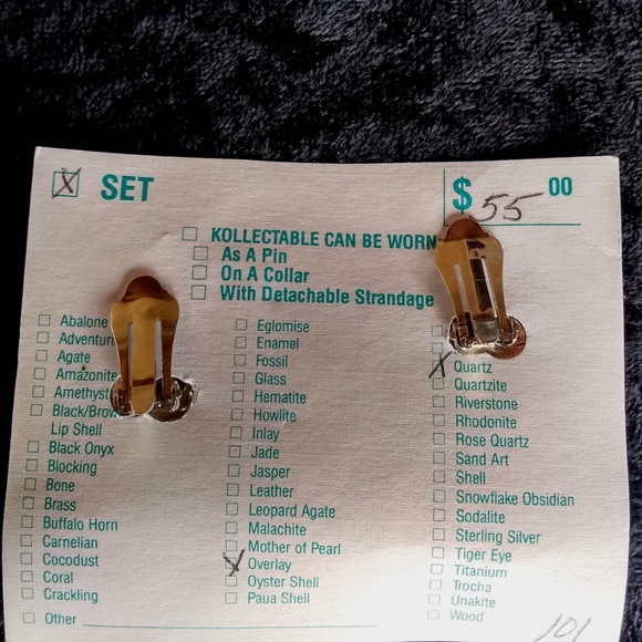 Vintage Blue Quartz with Silver Overlay Earrings - Picture 2 of 2